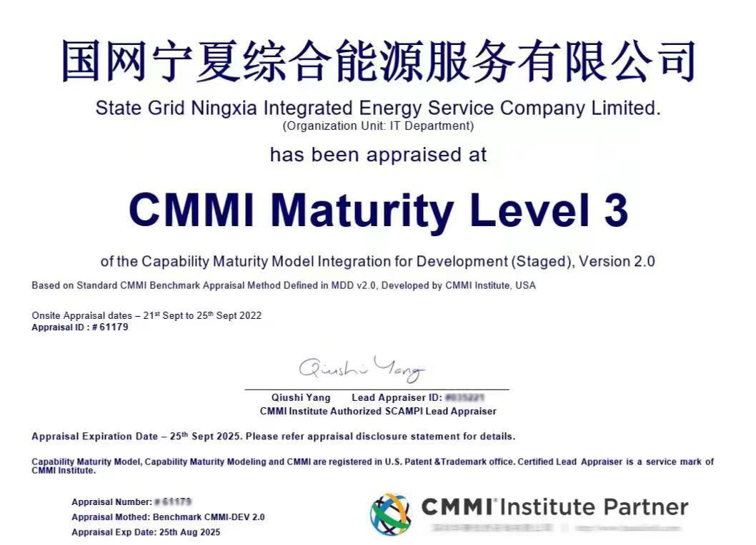 國網寧夏綜合能源服務有限公司CMMI3